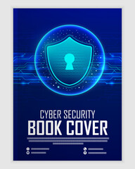 Cyber security modern book cover template.Cybersecurity Information safety booklet design with icons	