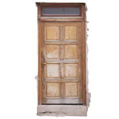 Vintage Weathered Wooden Door in Disrepair
