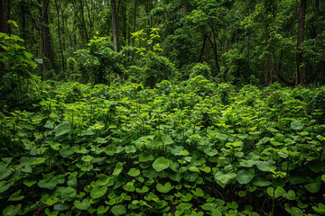 Invasive Green Plant Overgrowth in Forest