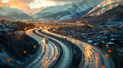 Fototapeta na wymiar photorealistic highway on town background Generated with Ai tools
