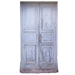 Vintage Weathered Wooden Door in Disrepair
