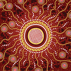 Aboriginal design background with vector dot art elements