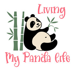 Cute panda. Simple flat icon with a funny inscription - 783930102