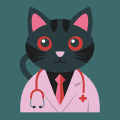 Doctor Cat Vector Illustration