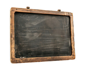 Side view of blank blackboard isolated on white