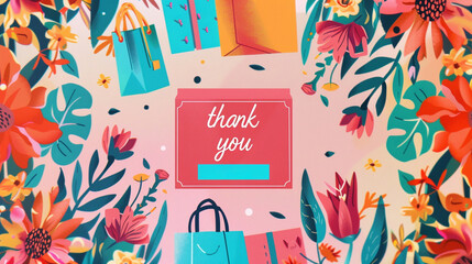 Fototapeta na wymiar Thank you for your purchase card banner
