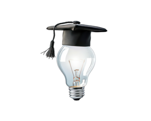 Graduation cap with bulb, Idea or Knowledge concept