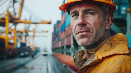 Man in Hard Hat and Yellow Jacket. Generative AI
