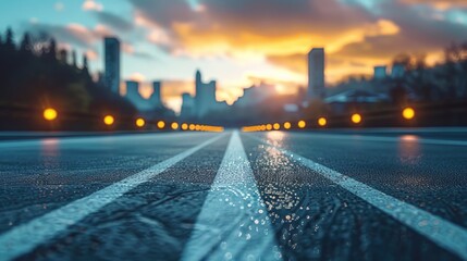 photorealistic highway on town background Generated with Ai tools