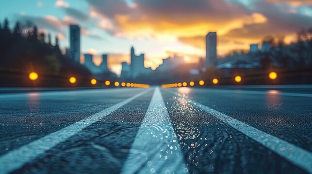photorealistic highway on town background Generated with Ai tools
