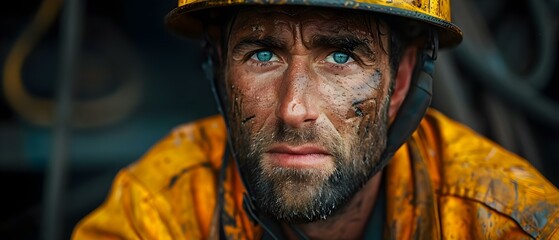 Silent Stories of a Weathered Worker. Concept Portrait Photography, Human Connection, Everyday Life, Aging Gracefully, Silent Strength - obrazy, fototapety, plakaty