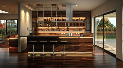 Modern bar in home interior - 783939542