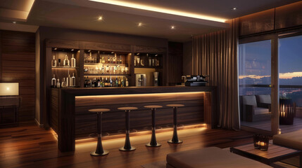 Modern bar in home interior - 783939709