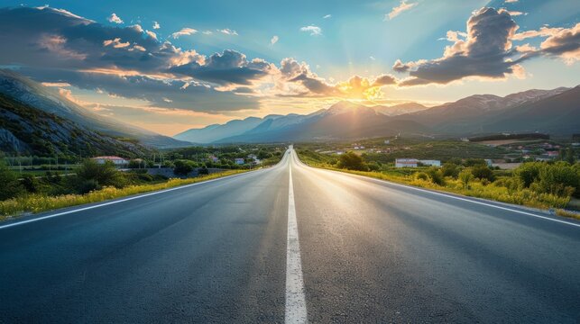 photorealistic highway on town background Generated with Ai tools
