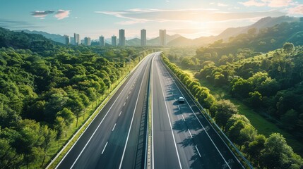 photorealistic highway on town background Generated with Ai tools