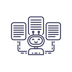 automated document management line icon with a robot