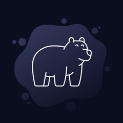 Fototapeta premium Bear icon in line style, vector