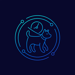 dog walk time icon, linear design