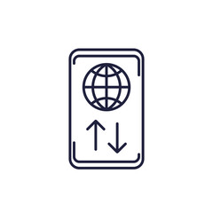 Data roaming line icon with a smart phone