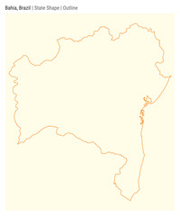 Bahia, Brazil. Simple vector map. State shape. Outline style. Border of Bahia. Vector illustration.