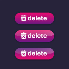delete buttons for web and ui, vector