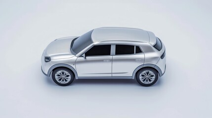 An isolated simple and metallic SUV car on a white background, which can be easily removed.