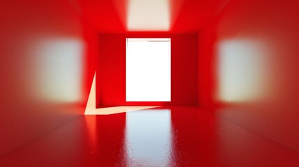 As the room's background, the floor and walls are red.