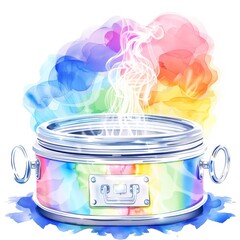 Autoclave steaming with rainbow hues, sterilizing watercolor warmth, watercolor style - obrazy, fototapety, plakaty