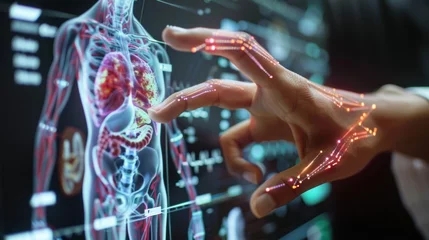 Fotobehang Innovative virtual interface for medical diagnostics with human internal organ analysis. © AIS Studio