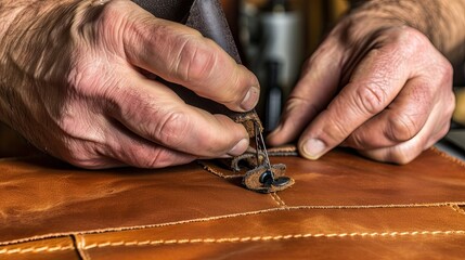 With a skilled touch, the master effortlessly glides the edge beveler along the leather, creating a smooth and polished finish.