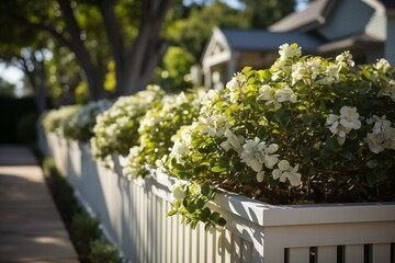 Fototapeta premium beautiful fence and plant on house background for exterior design