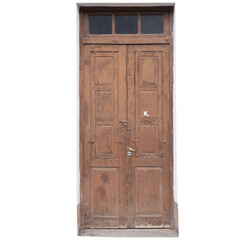 Vintage Weathered Wooden Door in Disrepair
