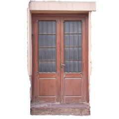 Vintage Weathered Wooden Door in Disrepair

