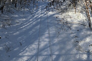 Eisenbahn, gleis, schienen, winter, schnee, wei&szlig;, natur, frost, jahreszeit, br&uuml;cke, b&auml;ume