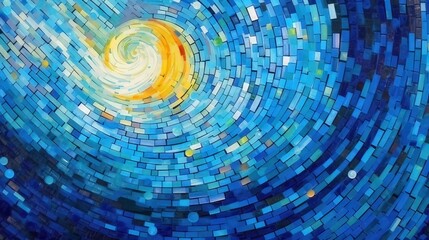 The sun amidst the chill of space, akin to stained glass, evokes abstract expressionism.
