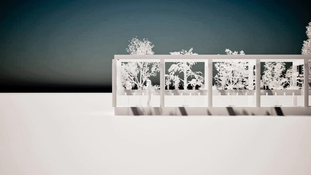 structure architecture with trees and agriculture modern grow model facade lateral travel