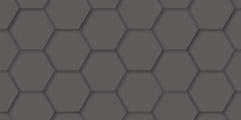 Abstract hexagon pattern on dark background with futuristic concept. Honeycomb Grid tile seamless or Hexagonal cell texture. 3d render of abstract octagon surface. smooth curve geometry. 