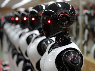 At the advanced robotics lab, engineers program humanoid robots, showcasing futuristic and cutting edge technology