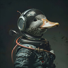 astronaft duck in a spacesuit - obrazy, fototapety, plakaty