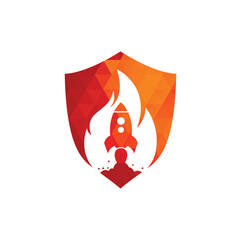 Rocket fire logo design. Fire and rocket logo combination. Flame and airplane symbol or icon.