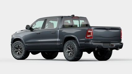3D rendering of a brand-less generic pickup truck in studio environment	
