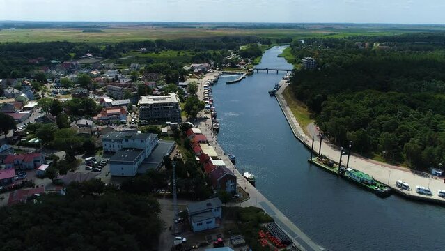 Port Of Mrzezyno Rzeka Rega Aerial View Poland