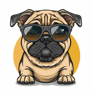 Adorable Pug Vector Illustrations - Cute Pug Dog