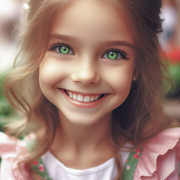 Cute girl smiled joyfully. Friendly girl