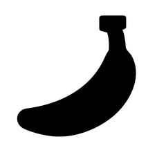 Banana icon vector graphics element silhouette fruits symbol sing illustration on a Transparent Background