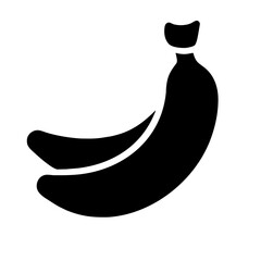 Banana icon vector graphics element silhouette fruits symbol sing illustration on a Transparent Background