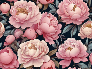 Beautiful peonies abstract floral design for prints postcards or wallpaper