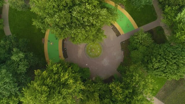 Fountain Park Przy Mdk Slupsk Fontanna Aerial View Poland
