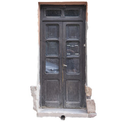 Vintage Weathered Wooden Door in Disrepair
