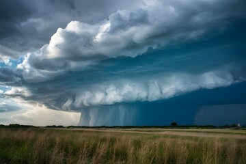 Fototapeta na wymiar Dark storm cloud formation, dramatic weather phenomenon
